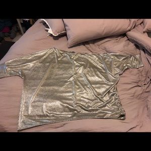 NWOT Off the shoulder silver top